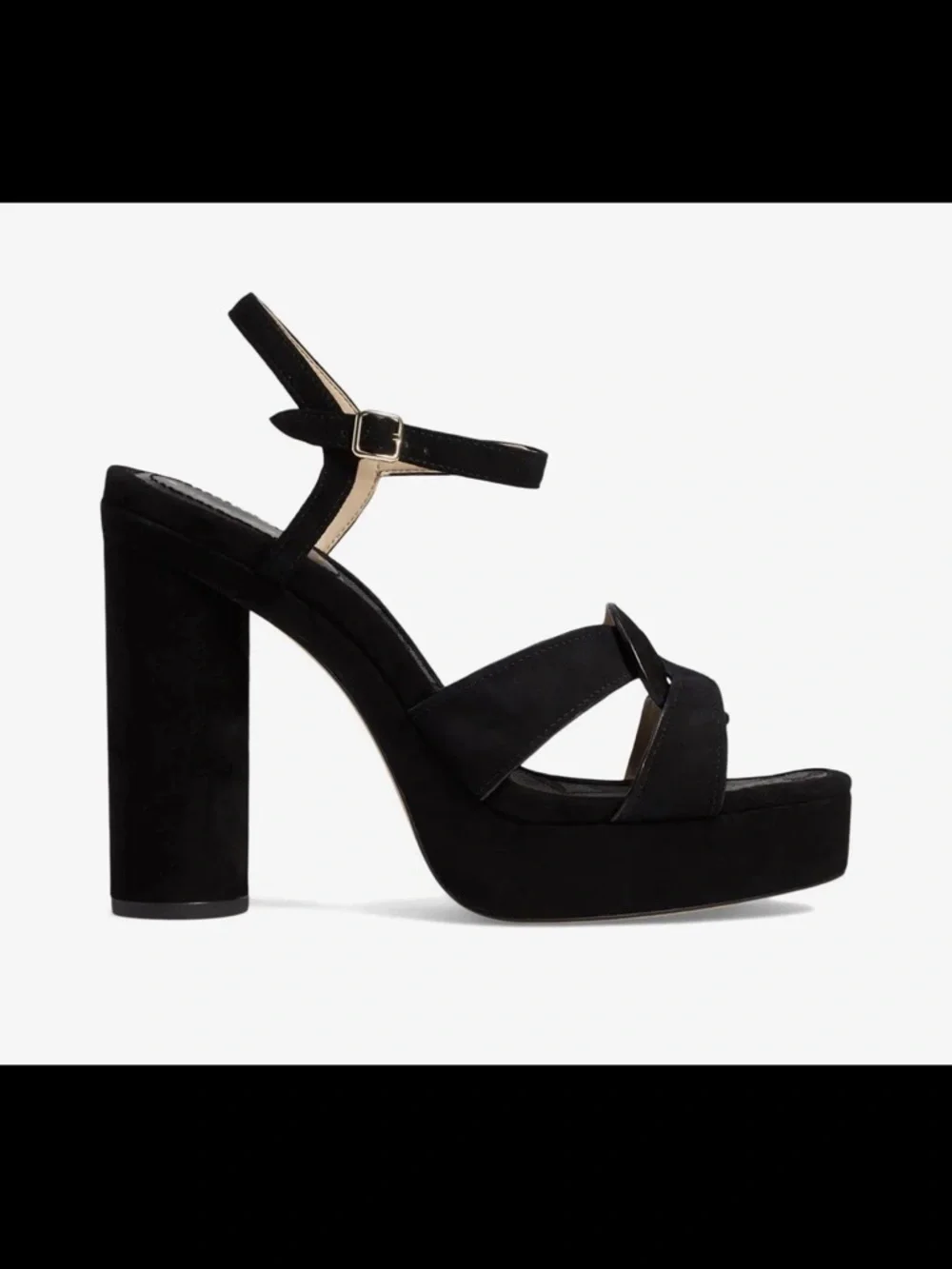 Coach Black Suede Platform Heels with Ankle Strap - Picture 8 of 9